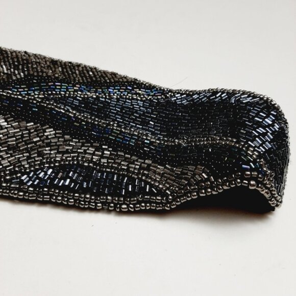 DEENA & OZZY Beaded Belt Intricate Design Seed Bead Boho Black Sz L - Picture 6 of 16